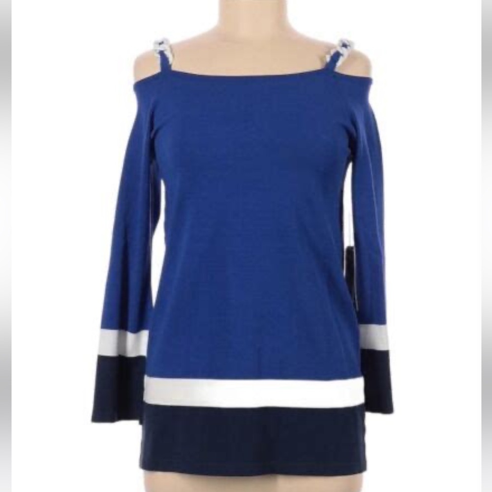 Etcetera NWT Tricolor Small Rayon Polyester Top with cute chain straps